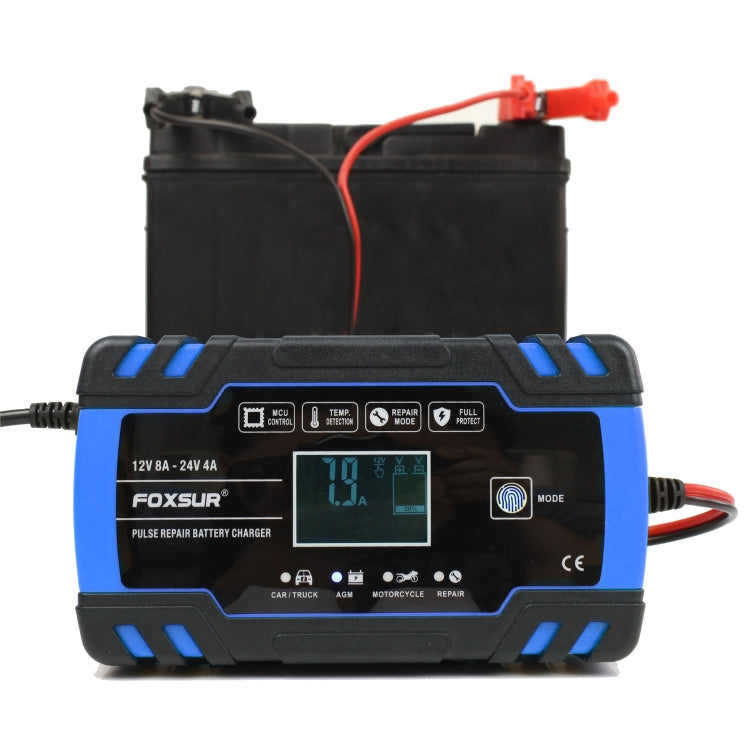 FOXSUR 12V-24V Car Motorcycle Truck Repair Battery Charger AGM Charger, UK Plug (Blue) - free shipping - PMC TechLife - Order now!