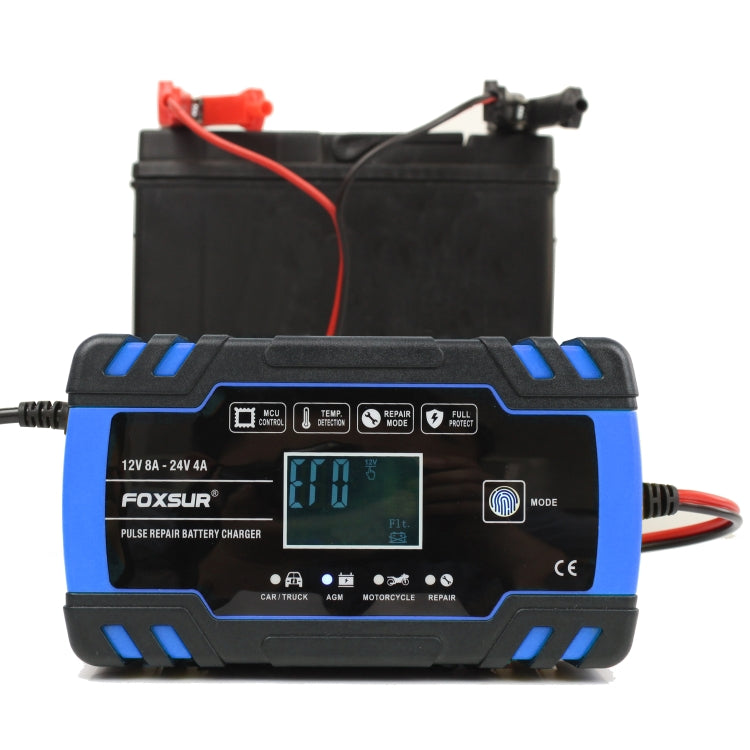 FOXSUR 12V-24V Car Motorcycle Truck Repair Battery Charger AGM Charger, UK Plug (Blue) - free shipping - PMC TechLife - Order now!