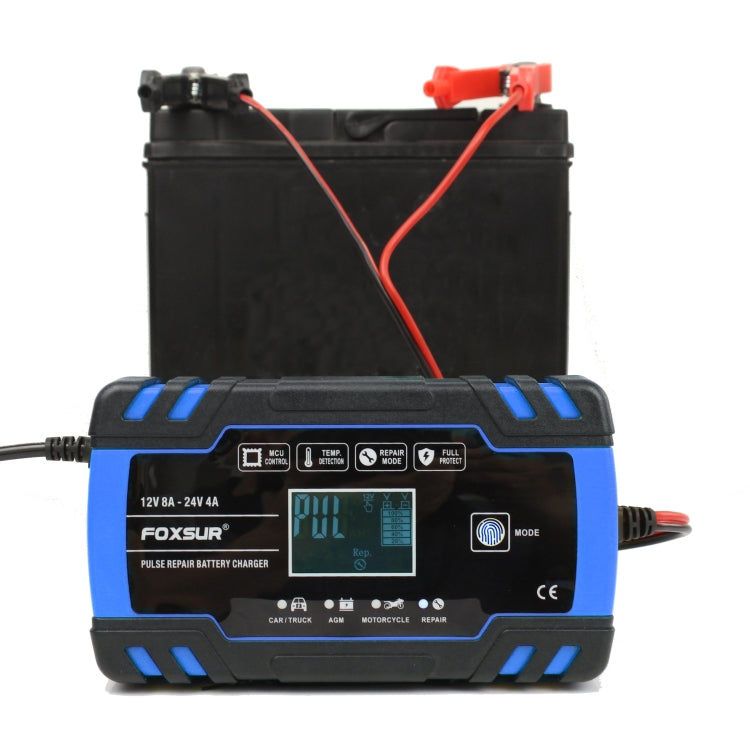 FOXSUR 12V-24V Car Motorcycle Truck Repair Battery Charger AGM Charger, UK Plug (Blue) - free shipping - PMC TechLife - Order now!