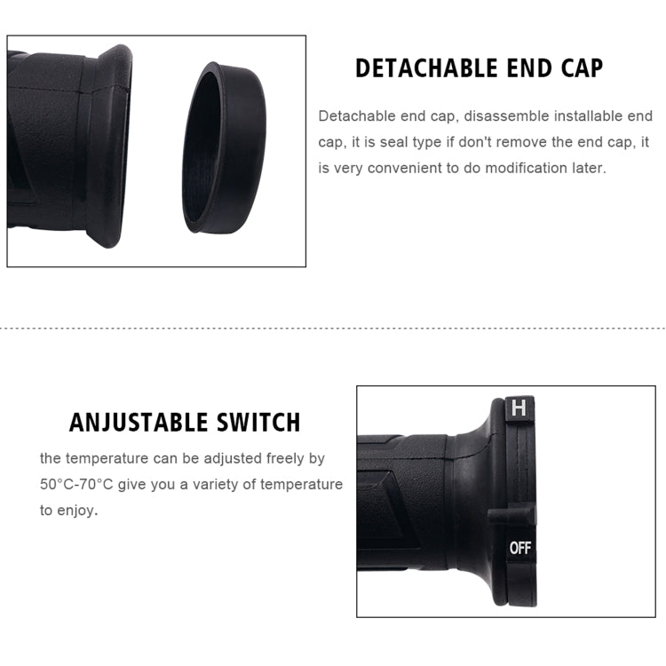 WUPP CS-095D1 Motorcycle Modified Adjustable Temperature Silicone Universal Electric Heating Hand Cover Heated Grip Handlebar(Black) - free shipping - PMC Jewellery - Order now!