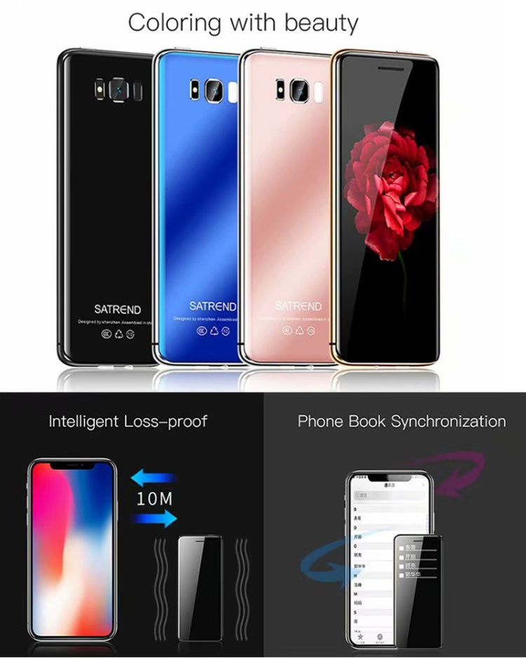 SATREND S10 Card Mobile Phone, 2.4 inch Touch Screen, MTK6261D, Support Bluetooth, FM, GSM, Dual SIM(Gold) - free shipping - PMC TechLife - Order now!