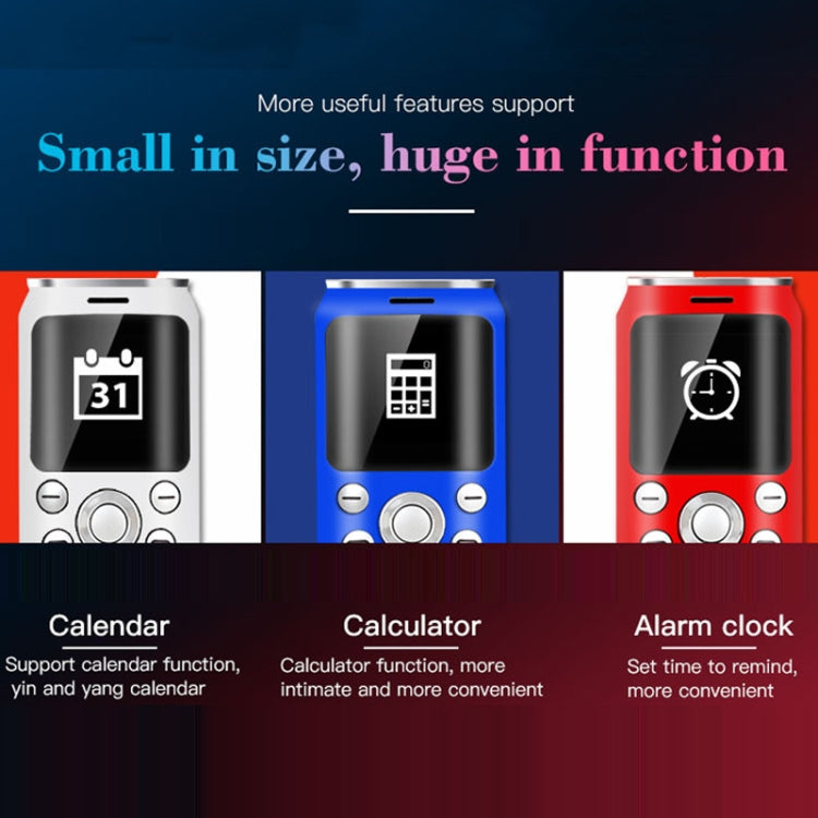 Satrend K8 Mini Mobile Phone, 1.0 inch, Hands Free Bluetooth Dialer Headphone, MP3 Music, Dual SIM, Network: 2G(Blue) - free shipping - PMC Jewellery - Order now!