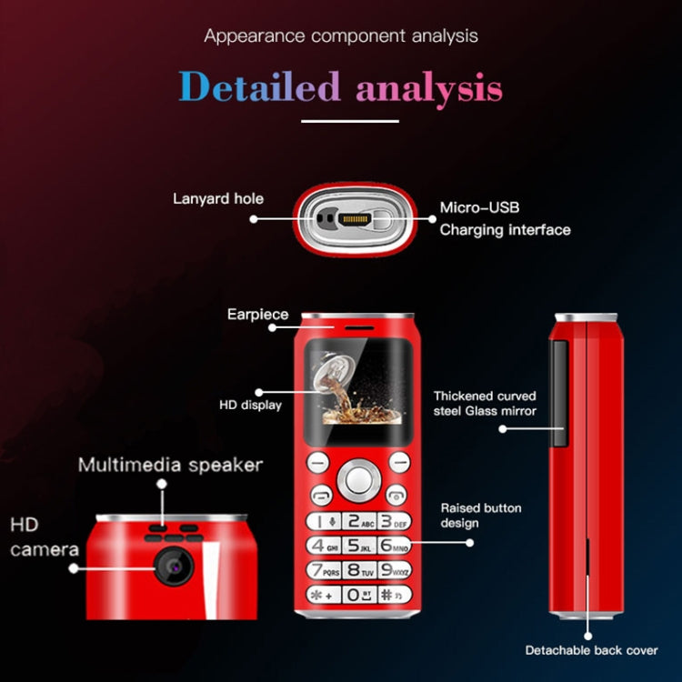 Satrend K8 Mini Mobile Phone, 1.0 inch, Hands Free Bluetooth Dialer Headphone, MP3 Music, Dual SIM, Network: 2G(Red) - free shipping - PMC Jewellery - Order now!