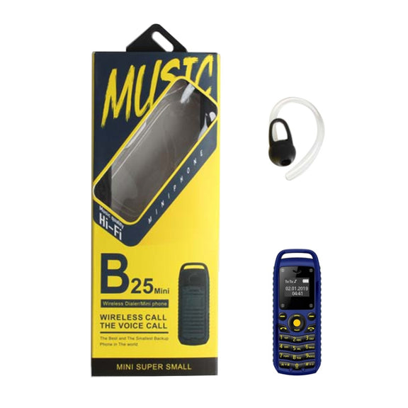 Mini B25 Headphone Mobile Phone, Hands Free Bluetooth Dialer Headphone, MP3 Music, Dual SIM, Network: 2G(Blue)
