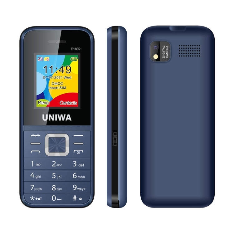 UNIWA E1802 Mobile Phone, 1.77 inch, 1800mAh Battery, SC6531DA, 21 Keys, Support Bluetooth, FM, MP3, MP4, GSM, Dual SIM(Blue) - UNIWA by UNIWA | Online Shopping South Africa | PMC TechLife