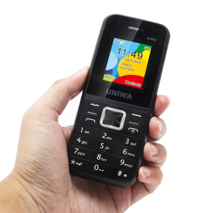 UNIWA E1802 Mobile Phone, 1.77 inch, 1800mAh Battery, SC6531DA, 21 Keys, Support Bluetooth, FM, MP3, MP4, GSM, Dual SIM(Black) - UNIWA by UNIWA | Online Shopping South Africa | PMC TechLife