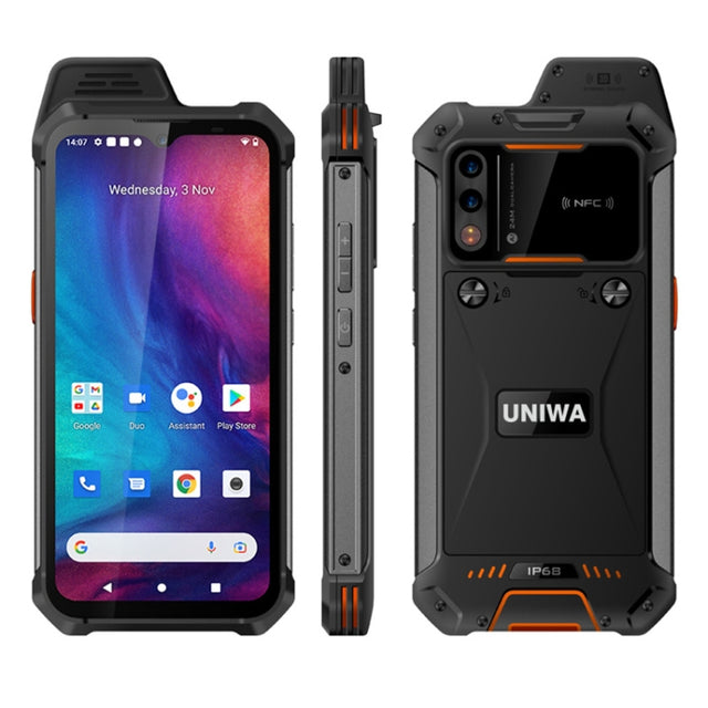UNIWA W888 Standard Rugged Phone, 4GB+64GB, IP68 Water-resistant Dustproof Shockproof, 5000mAh Battery, 6.3 inch Android 11 MTK6765 Helio P35 Octa Core up to 2.35GHz, Network: 4G, NFC, OTG(Black+Orange)