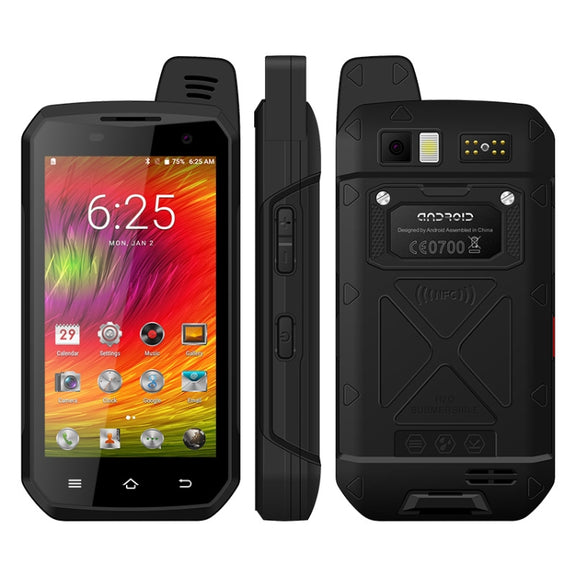 UNIWA B6000 PTT Walkie Talkie Rugged Phone, 4GB+64GB, IP68 Water-resistant Dustproof Shockproof, 5000mAh Battery, 4.7 inch Android 9.0 MTK6762 Octa Core up to 2.0GHz, Network: 4G, NFC, OTG (Black)
