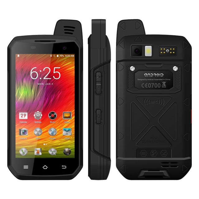 UNIWA B6000 PTT Walkie Talkie Rugged Phone, 4GB+64GB, IP68 Water-resistant Dustproof Shockproof, 5000mAh Battery, 4.7 inch Android 9.0 MTK6762 Octa Core up to 2.0GHz, Network: 4G, NFC, OTG (Black)