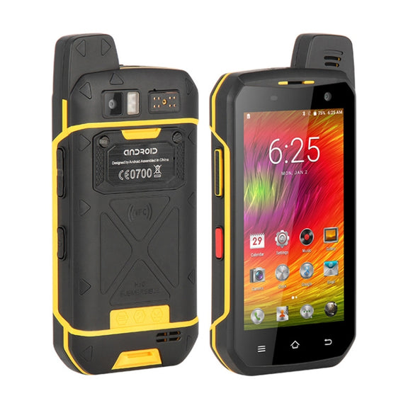 UNIWA B6000 PTT Walkie Talkie Rugged Phone, 4GB+64GB, IP68 Water-resistant Dustproof Shockproof, 5000mAh Battery, 4.7 inch Android 9.0 MTK6762 Octa Core up to 2.0GHz, Network: 4G, NFC, OTG (Yellow)