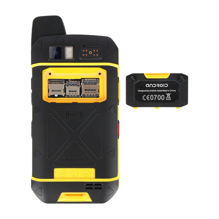 UNIWA B6000 PTT Walkie Talkie Rugged Phone, 4GB+64GB, IP68 Water-resistant Dustproof Shockproof, 5000mAh Battery, 4.7 inch Android 9.0 MTK6762 Octa Core up to 2.0GHz, Network: 4G, NFC, OTG (Yellow)