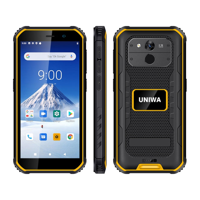 UNIWA F963 Rugged Phone, 3GB+32GB, IP68 Water-resistant Dustproof Shockproof, 5.5 inch Android 10.0 MTK6739 Quad Core up to 1.25GHz, Network: 4G, NFC, OTG (Black Yellow)