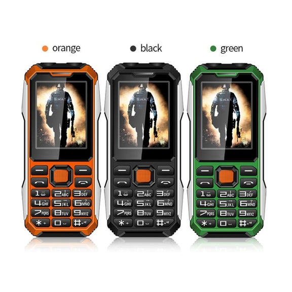 A6 Triple Proofing Elder Phone, Water-resistant Shockproof Dustproof, 6800mAh Battery, 2.4 inch, 21 Keys, Bluetooth, LED Flashlight, FM, SOS, Dual SIM, Network: 2G(Green)