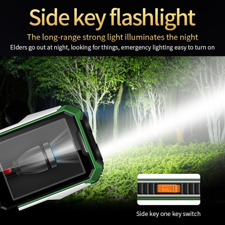 A6 Triple Proofing Elder Phone, Water-resistant Shockproof Dustproof, 6800mAh Battery, 2.4 inch, 21 Keys, Bluetooth, LED Flashlight, FM, SOS, Dual SIM, Network: 2G(Green)