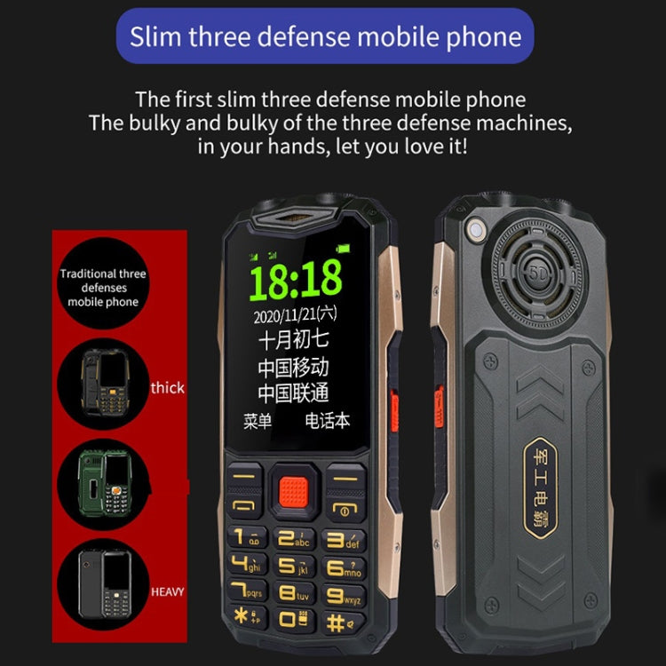 K1 Triple Proofing Elder Phone, Water-resistant Shockproof Dustproof, 4800mAh Battery, 2.4 inch, 21 Keys, Bluetooth, LED Flashlight, FM, SOS, Dual SIM, Network: 2G (Black)