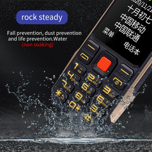 K1 Triple Proofing Elder Phone, Water-resistant Shockproof Dustproof, 4800mAh Battery, 2.4 inch, 21 Keys, Bluetooth, LED Flashlight, FM, SOS, Dual SIM, Network: 2G (Black)