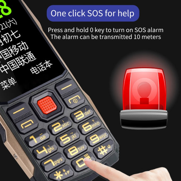 K1 Triple Proofing Elder Phone, Water-resistant Shockproof Dustproof, 4800mAh Battery, 2.4 inch, 21 Keys, Bluetooth, LED Flashlight, FM, SOS, Dual SIM, Network: 2G (Red)