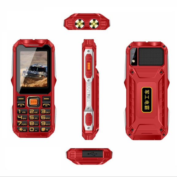 Mafam 4G Triple Proofing Elder Phone, Water-resistant Shockproof Dustproof, 16800mAh Battery, 2.4 inch, 21 Keys, Bluetooth, LED Flashlight, FM, SOS, Dual SIM, Network: 2G (Red)