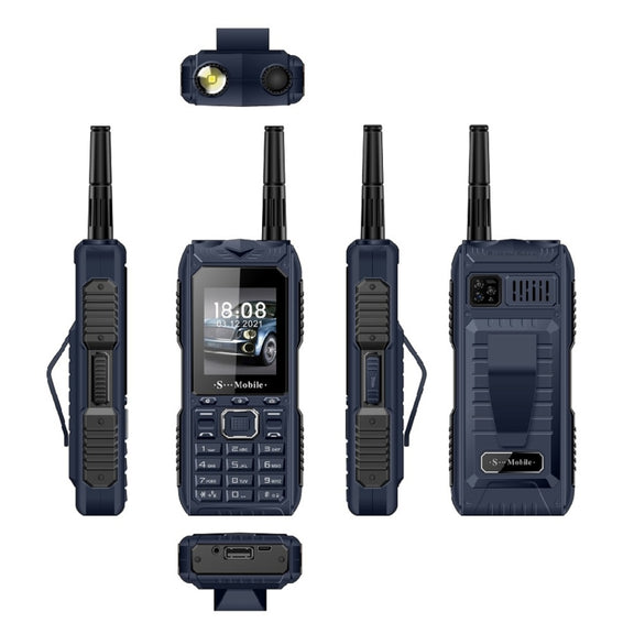 S555 Triple Proofing Elder Phone, Water-resistant Shockproof Dustproof, 2400mAh Battery, 2.2. inch, 21 Keys, LED Flashlight, FM, Quad SIM, with Antenna(Blue)