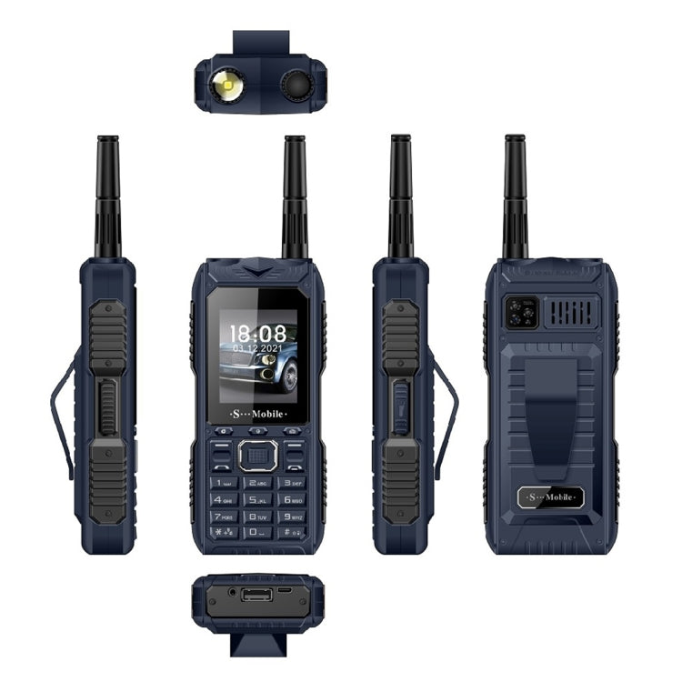 S555 Triple Proofing Elder Phone, Water-resistant Shockproof Dustproof, 2400mAh Battery, 2.2. inch, 21 Keys, LED Flashlight, FM, Quad SIM, with Antenna(Blue)