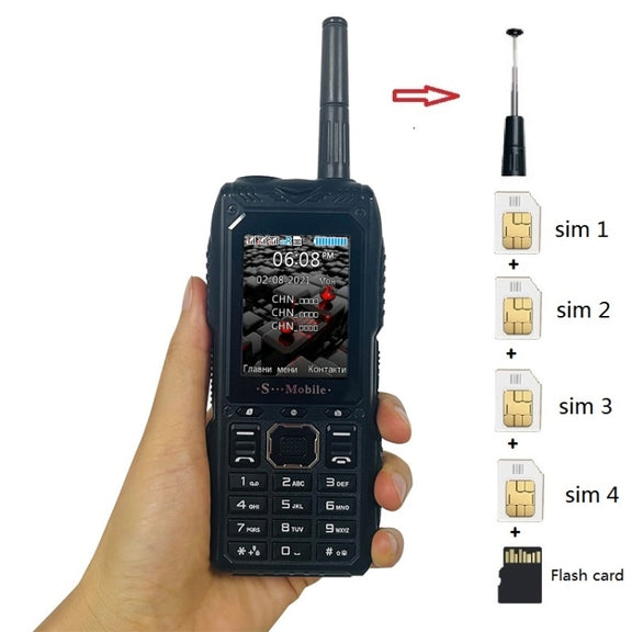 S555 Triple Proofing Elder Phone, Water-resistant Shockproof Dustproof, 2400mAh Battery, 2.2. inch, 21 Keys, LED Flashlight, FM, Quad SIM, with Antenna(Blue)