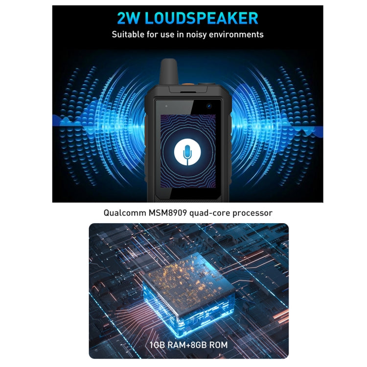 UNIWA F80 Walkie Talkie Rugged Phone, 1GB+8GB, Waterproof Dustproof Shockproof, 5300mAh Battery, 2.4 inch Android 8.1 Qualcomm MSM8909 Quad Core up to 1.1GHz, Network: 4G, Dual SIM, PPT, SOS (Black) - UNIWA by UNIWA | Online Shopping South Africa | PMC TechLife