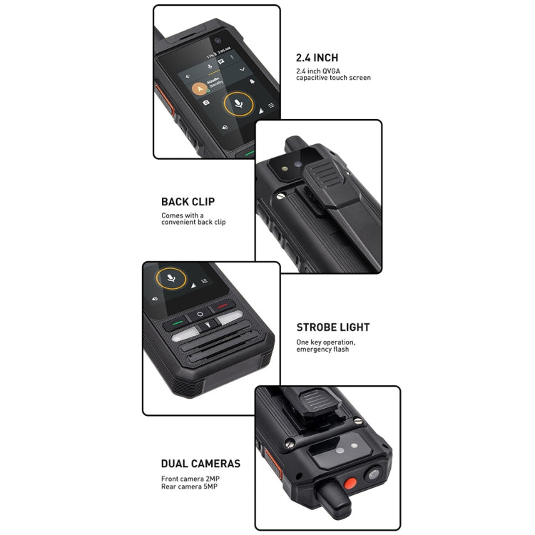 UNIWA F80 Walkie Talkie Rugged Phone, 1GB+8GB, Waterproof Dustproof Shockproof, 5300mAh Battery, 2.4 inch Android 8.1 Qualcomm MSM8909 Quad Core up to 1.1GHz, Network: 4G, Dual SIM, PPT, SOS (Black) - UNIWA by UNIWA | Online Shopping South Africa | PMC TechLife