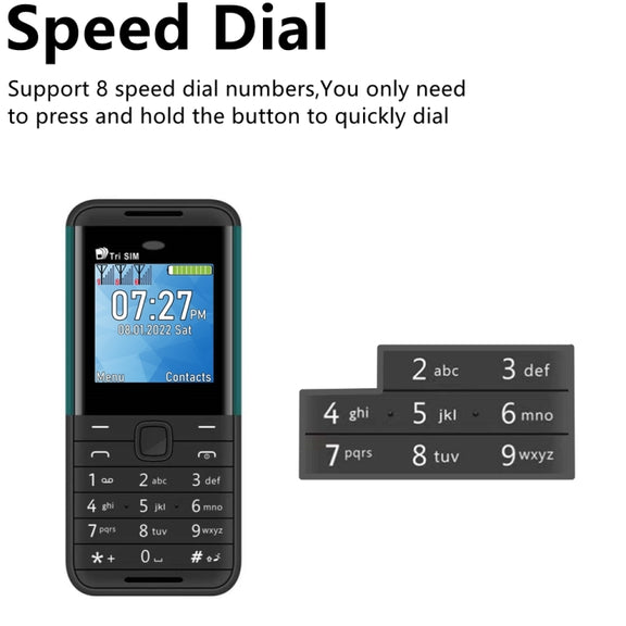 SERVO BM5310 Mini Mobile Phone, English Key, 1.33 inch, MTK6261D, 21 Keys, Support Bluetooth, FM, Magic Sound, Auto Call Record, GSM, Triple SIM (Black+green)