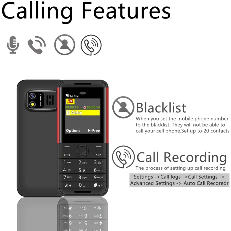 SERVO BM5310 Mini Mobile Phone, English Key, 1.33 inch, MTK6261D, 21 Keys, Support Bluetooth, FM, Magic Sound, Auto Call Record, GSM, Triple SIM (Black+green) - free shipping - PMC TechLife - Order now!