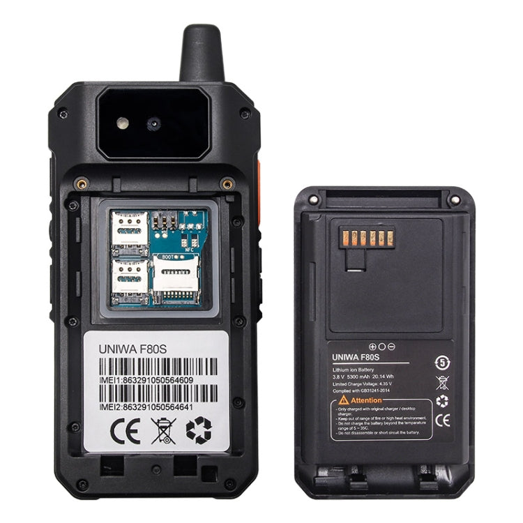 UNIWA F80S Walkie Talkie Rugged Phone, 1GB+8GB, Water-resistant Dustproof Shockproof, 5300mAh Battery, 2.4 inch Android 10 Spreadtrum SL8541E Quad Core up to 1.4GHz, Network: 4G, Dual SIM, PoC, SOS (Black)