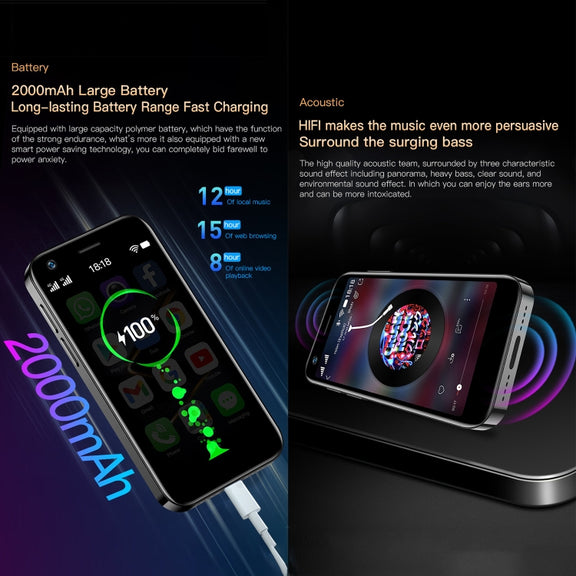 SOYES XS12 Pro, 2GB+16GB, Face Recognition, 3.0 inch Android 10.0 MTK6750 Octa Core, Bluetooth, WiFi, FM, OTG, Network: 4G, Dual SIM, Support Google Play (Blue)