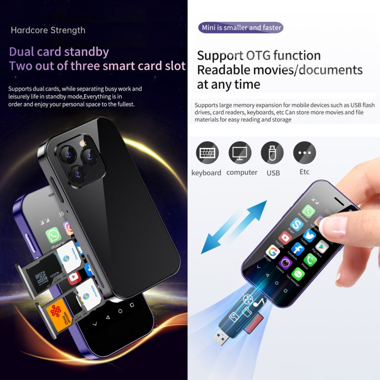 SOYES 14 Pro, 2GB+16GB, Face Recognition, 3.0 inch Android 9.0 MTK6739CW Quad Core up to 1.28GHz, OTG, Network: 4G, Dual SIM, Support Google Play (Black)