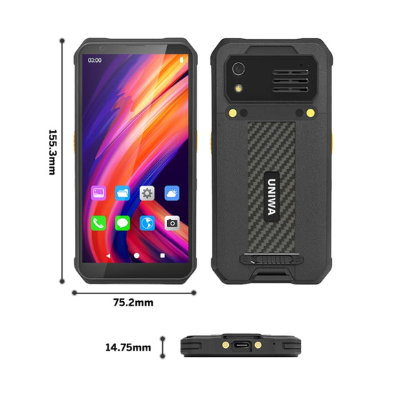 UNIWA M512 2D Scan Version Rugged Phone, 4GB+64GB, IP65 Water-resistant Dustproof Shockproof, 4100mAh Battery, 5.7 inch Android 12 MTK6762 Octa Core up to 2.0GHz, Network: 4G, NFC (Black)