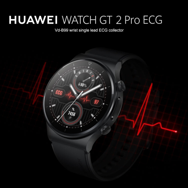 HUAWEI WATCH GT 2 Pro ECG Ver. Bluetooth Fitness Tracker Smart Watch 46mm Wristband, Kirin A1 Chip, Support GPS / ECG Monitoring(Black) - free shipping - PMC TechLife - Order now!