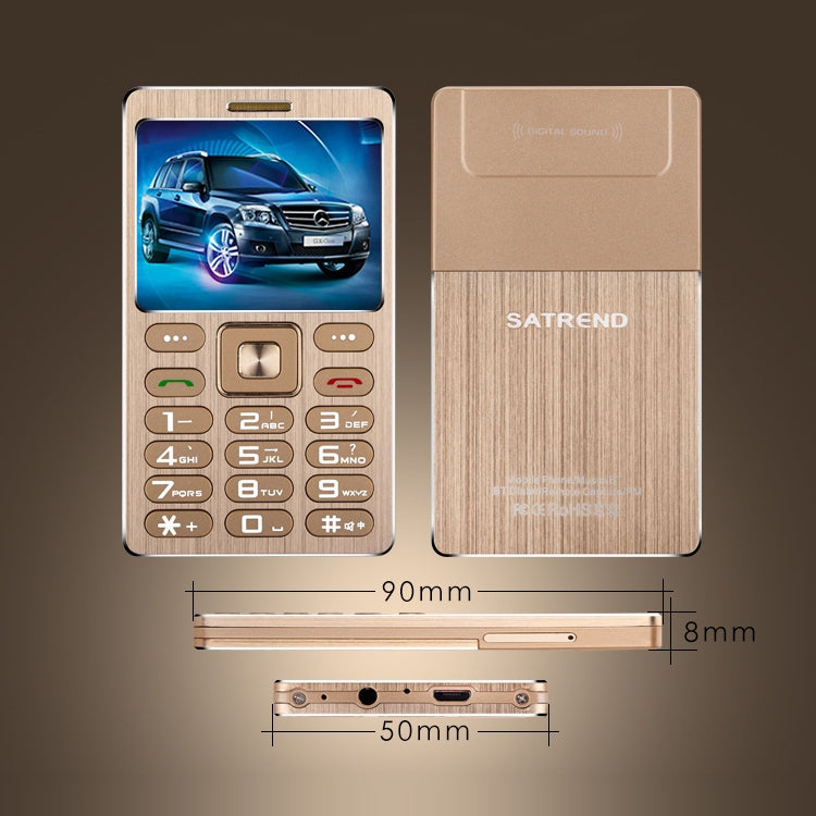SATREND A10 Card Mobile Phone, 1.77 inch, MTK6261D, 21 Keys, Support Bluetooth, MP3, Anti-lost, Remote Capture, FM, GSM, Dual SIM(Rose Gold) - free shipping - PMC TechLife - Order now!