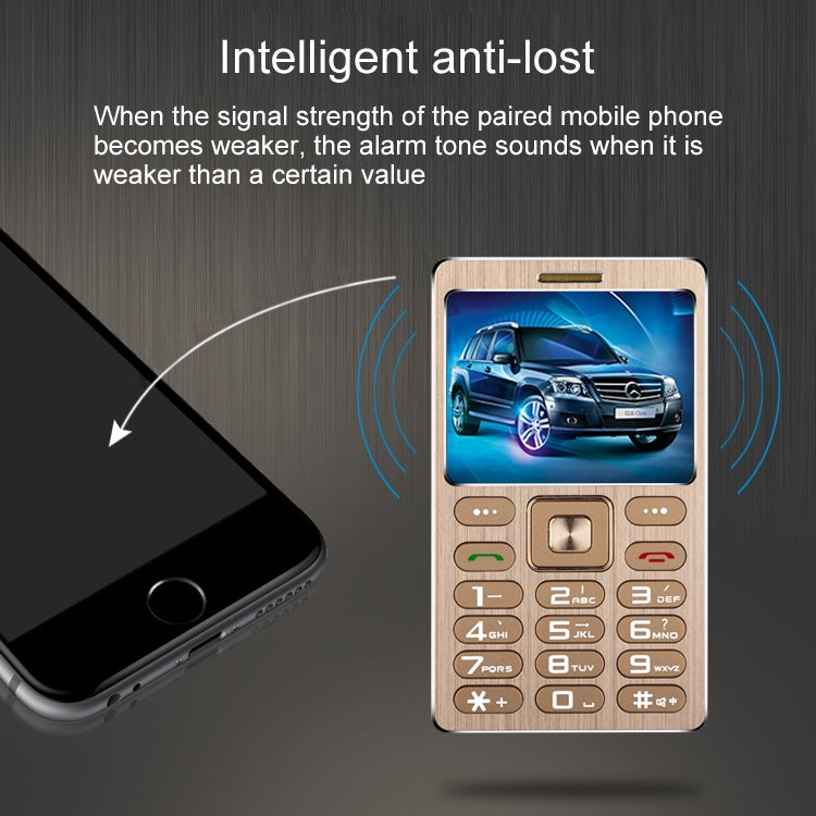 SATREND A10 Card Mobile Phone, 1.77 inch, MTK6261D, 21 Keys, Support Bluetooth, MP3, Anti-lost, Remote Capture, FM, GSM, Dual SIM(Rose Gold) - free shipping - PMC TechLife - Order now!