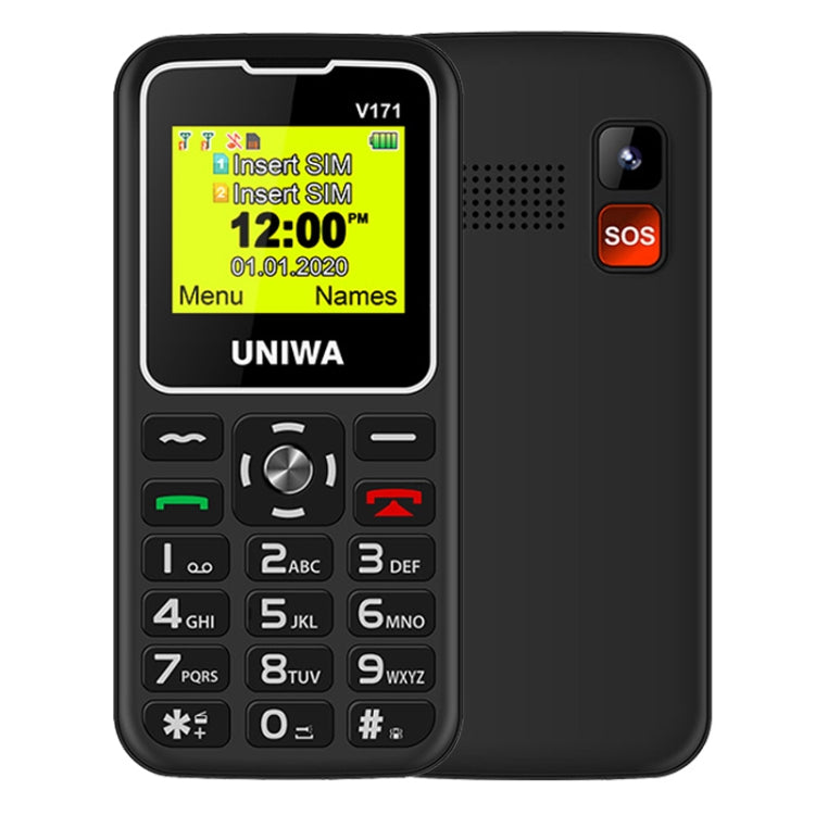 UNIWA V171 Mobile Phone, 1.77 inch, 1000mAh Battery, 21 Keys, Support Bluetooth, FM, MP3, MP4, GSM, Dual SIM, with Docking Base(Black) - UNIWA by UNIWA | Online Shopping South Africa | PMC TechLife