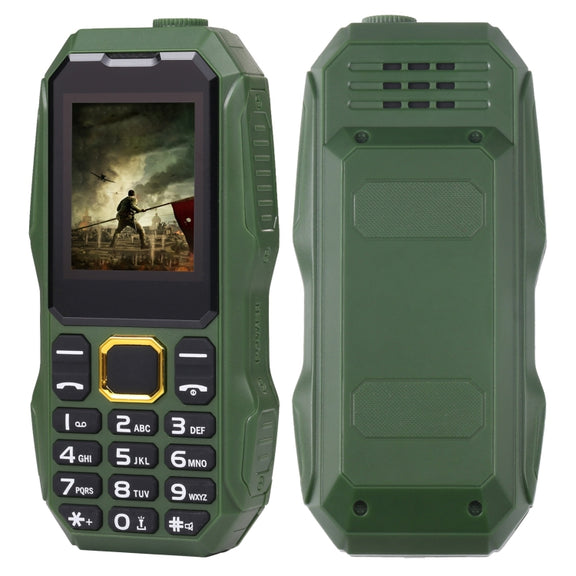 W2025 Triple Proofing Elder Phone, Water-resistant Shockproof Dustproof, 5800mAh Battery, 1.8 inch, 21 Keys, LED Flashlight, Dual SIM(Green)