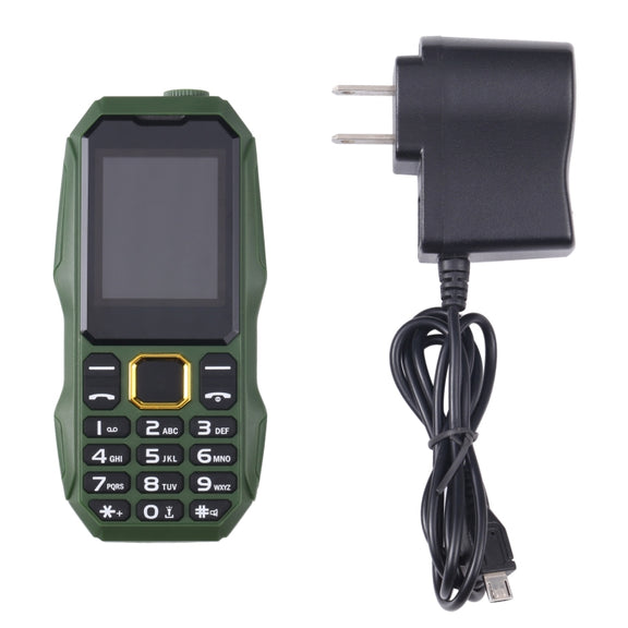 W2025 Triple Proofing Elder Phone, Water-resistant Shockproof Dustproof, 5800mAh Battery, 1.8 inch, 21 Keys, LED Flashlight, Dual SIM(Green)