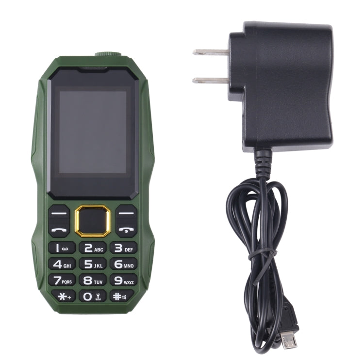 W2025 Triple Proofing Elder Phone, Water-resistant Shockproof Dustproof, 5800mAh Battery, 1.8 inch, 21 Keys, LED Flashlight, Dual SIM(Green)