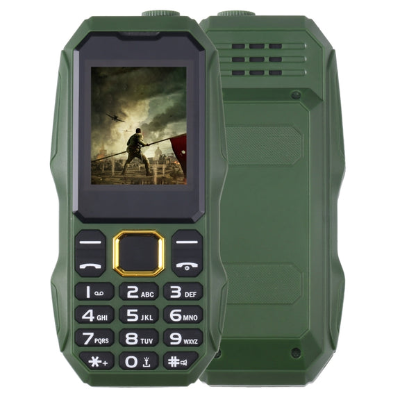 W2025 Triple Proofing Elder Phone, Water-resistant Shockproof Dustproof, 5800mAh Battery, 1.8 inch, 21 Keys, LED Flashlight, Dual SIM(Green)
