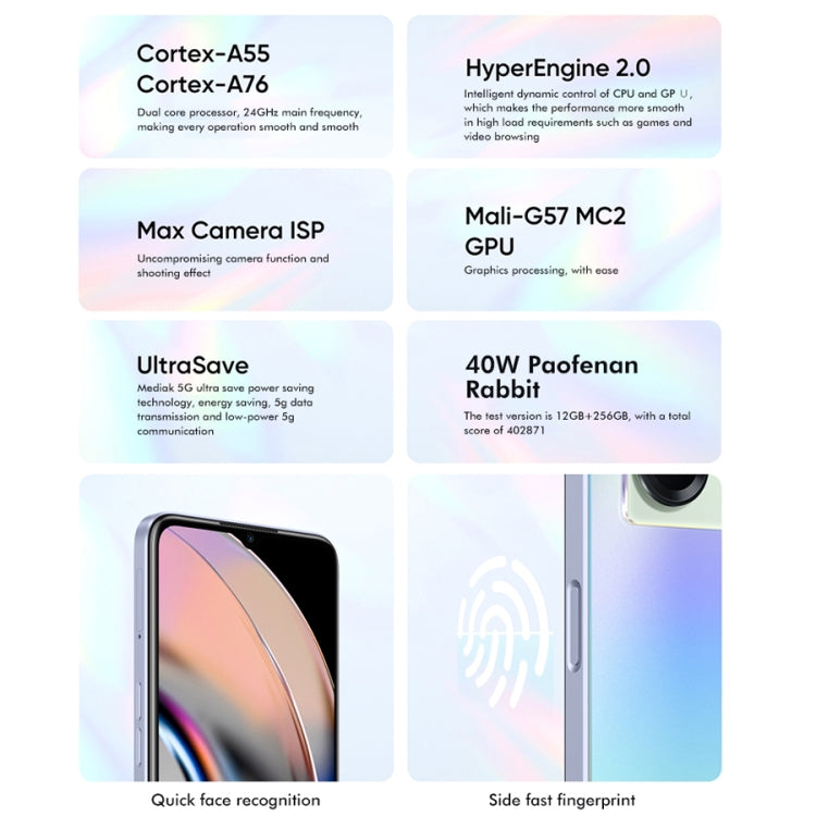 Realme V23 5G, 48MP Camera, 8GB+256GB, Dual Back Cameras, Side Fingerprint Identification, 5000mAh Battery, 6.58 inch Realme UI 3.0 / Android 12 MediaTek Dimensity 810 Octa Core up to 2.4GHz, Network: 5G, Support Google Play(Gradient) - free shipping - PMC TechLife - Order now!