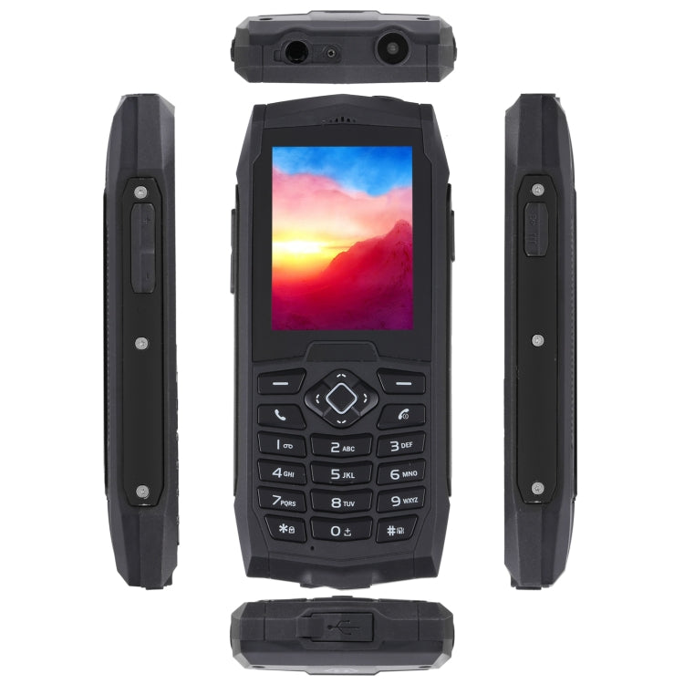Rugtel R1D Rugged Phone, IP68 Waterproof Dustproof Shockproof, 2.4 inch, MTK6261D, 2000mAh Battery, Loud Box Speaker, FM, Network: 2G, Dual SIM (Black) - free shipping - PMC Jewellery - Order now!