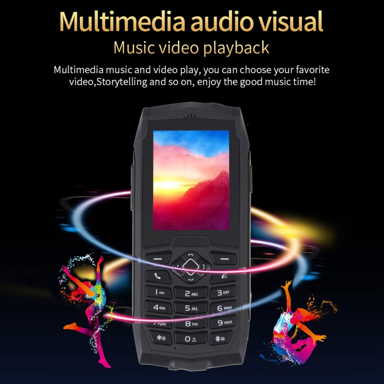 Rugtel R1D Rugged Phone, IP68 Waterproof Dustproof Shockproof, 2.4 inch, MTK6261D, 2000mAh Battery, Loud Box Speaker, FM, Network: 2G, Dual SIM (Black) - free shipping - PMC Jewellery - Order now!