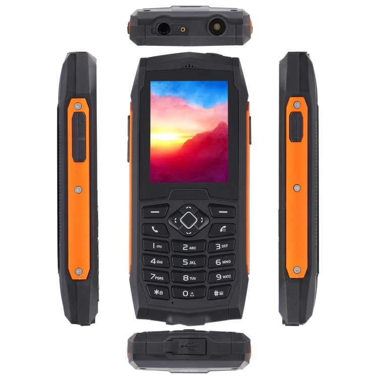 Rugtel R1D Rugged Phone, IP68 Waterproof Dustproof Shockproof, 2.4 inch, MTK6261D, 2000mAh Battery, Loud Box Speaker, FM, Network: 2G, Dual SIM(Orange) - free shipping - PMC Jewellery - Order now!