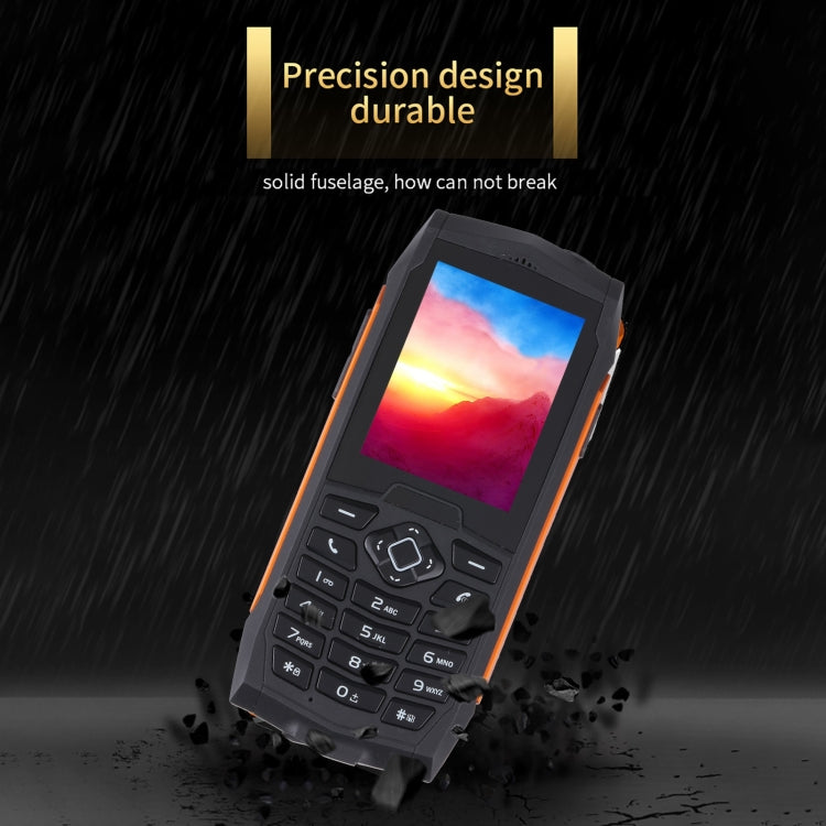 Rugtel R1D Rugged Phone, IP68 Waterproof Dustproof Shockproof, 2.4 inch, MTK6261D, 2000mAh Battery, Loud Box Speaker, FM, Network: 2G, Dual SIM(Orange) - free shipping - PMC Jewellery - Order now!