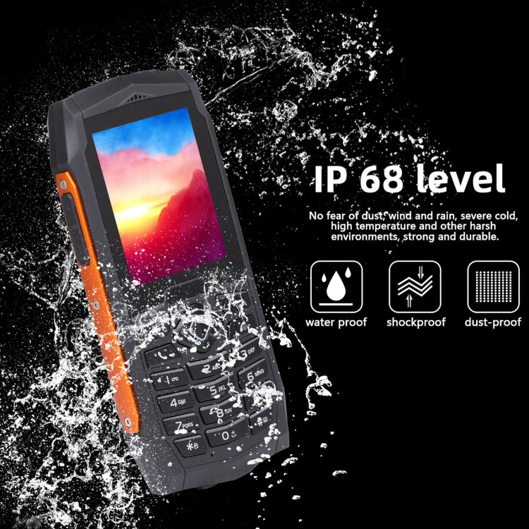 Rugtel R1D Rugged Phone, IP68 Waterproof Dustproof Shockproof, 2.4 inch, MTK6261D, 2000mAh Battery, Loud Box Speaker, FM, Network: 2G, Dual SIM(Orange) - free shipping - PMC Jewellery - Order now!