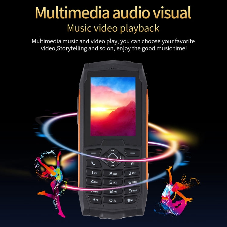 Rugtel R1D Rugged Phone, IP68 Waterproof Dustproof Shockproof, 2.4 inch, MTK6261D, 2000mAh Battery, Loud Box Speaker, FM, Network: 2G, Dual SIM(Orange) - free shipping - PMC TechLife - Order now!