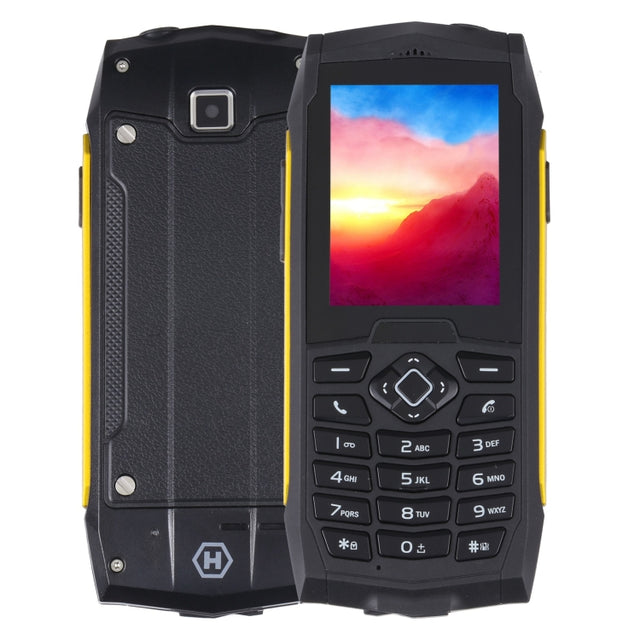 Rugtel R1D Rugged Phone, IP68 Water-resistant Dustproof Shockproof, 2.4 inch, MTK6261D, 2000mAh Battery, Loud Box Speaker, FM, Network: 2G, Dual SIM(Yellow)