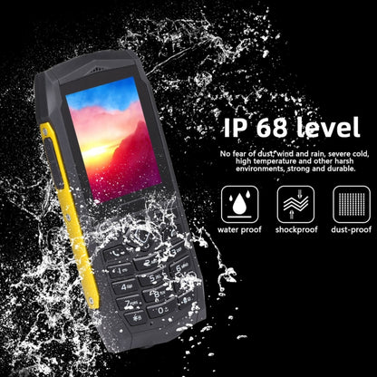 Rugtel R1D Rugged Phone, IP68 Waterproof Dustproof Shockproof, 2.4 inch, MTK6261D, 2000mAh Battery, Loud Box Speaker, FM, Network: 2G, Dual SIM(Yellow) - free shipping - PMC Jewellery - Order now!